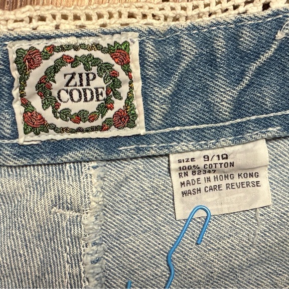 Vintage 90s Zip Code High Waist Lace Patchwork Jeans Size 9/10 Boho Chic - Picture 10 of 16